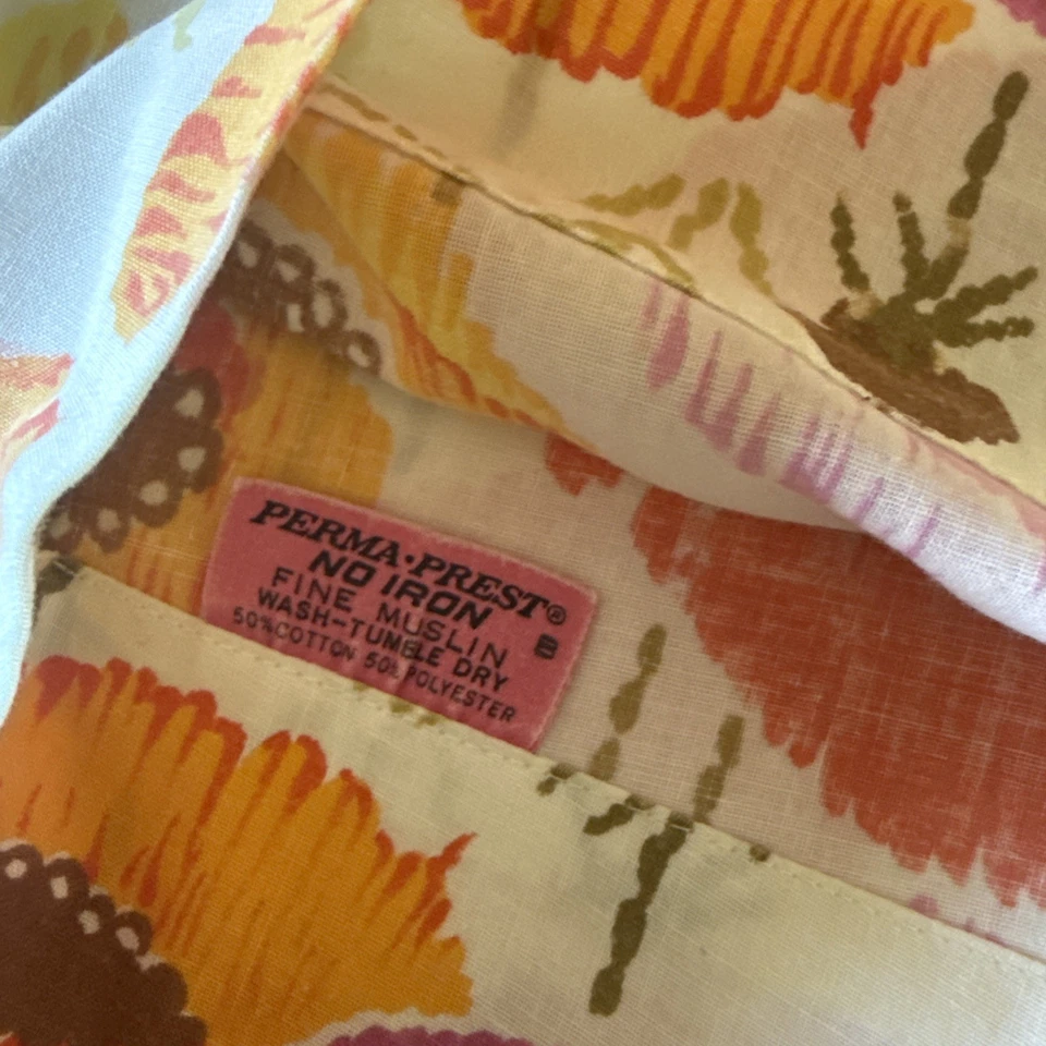 复古 1972 枕套标准花卉雏菊黄色混纺 mcm 复古 70 — 第 3/4 张图片