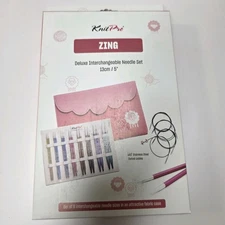 KnitPro Zing Deluxe Interchangeable Knitting Needle Set 8 Sizes, 5"