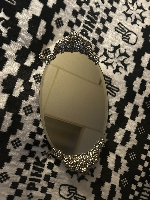 Brighton Ornate Floral Silver-Tone Oval Vanity Hand Mirror, Metal & Glass