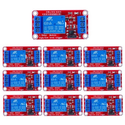 5V One Channel Relay Module with OPTO Isolation, High Low Level Trigger - 10 Pac