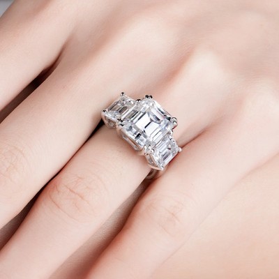 Laborgefertigter Diamant-Verlobungsring 12,0 kt Smaragdschliff Testpass VVS1/D 18 K Gold