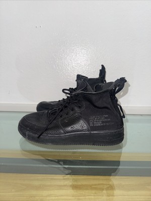 Nike SF Air Force 1 Mid Basketball Shoes AB3 Black Leather AJ0424-003 Size 7Y