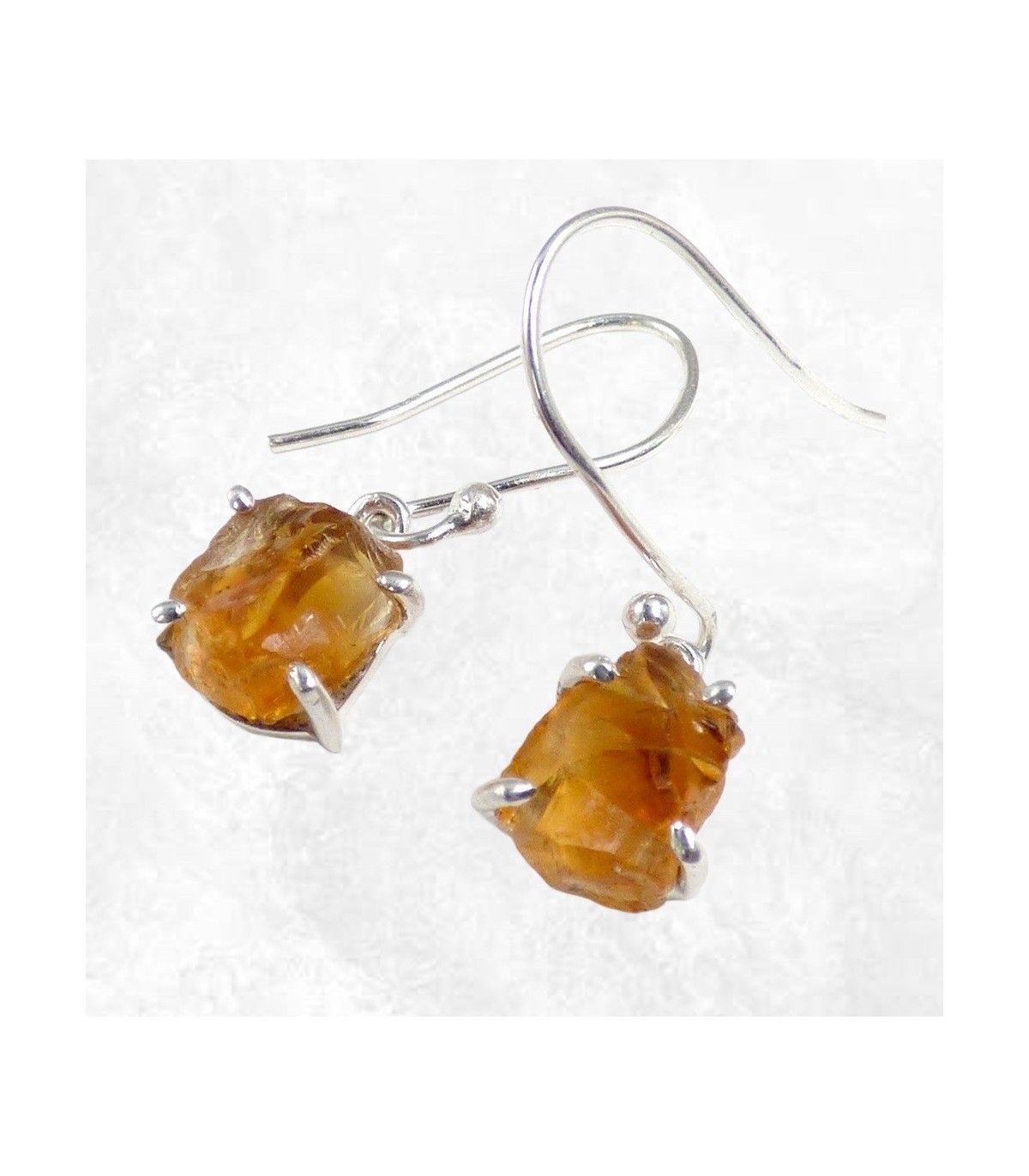 Boucles d'oreilles citrine naturelle cadeau femme pierre de naissance