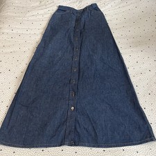 Vintage 1960s 70s Levi's Denim Maxi Skirt Womens 1/12 Big E Orange Tab Button