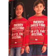 Home Alone Sweater Kids Size 6/7 NEW Ya Filthy Animal Holiday Movie Pullover