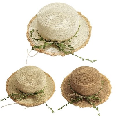 All-match Leaf Decro for Sun Hat Parent-child Straw Hat Fisherman Hat for Outdoo