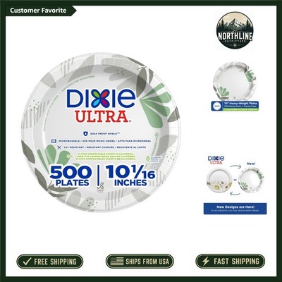 Dixie Ultra 10-Inch Heavy-Weight Paper Plates, 500 Count, Eco-Friendly Design