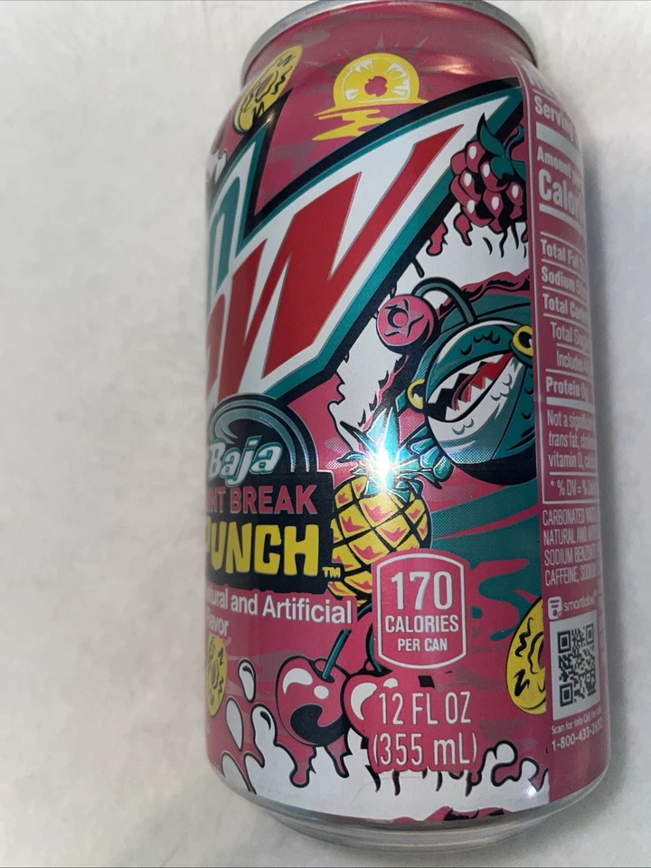 Limited Edition, Mountain Dew Baja Point Break Punch 12 Oz Can Unopened A+ Condi - Image 3 of 4