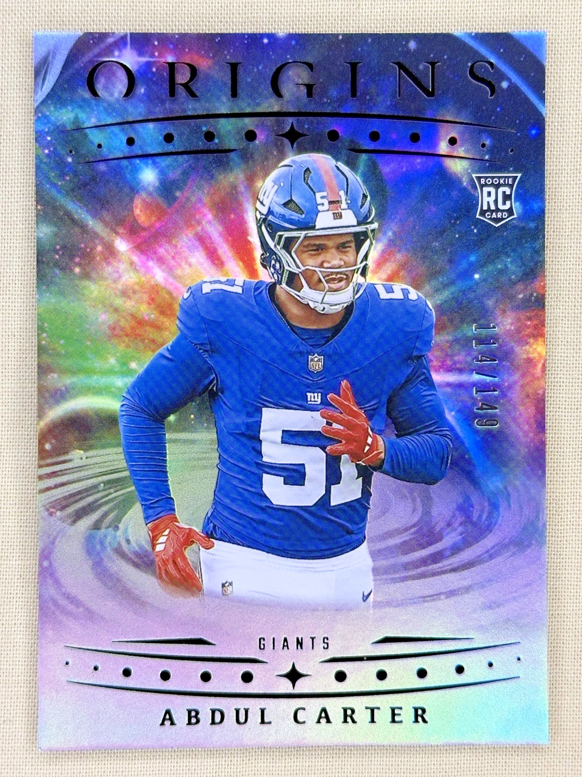 2025 Panini Origins Abdul Carter RC Holo Silver /149 New York Giants DE #112