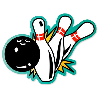 BOWLING strike car bumper sticker decal 4'' x 4''