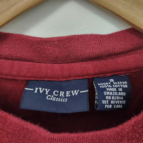IVY CREW Men's Burgundy Front Pocket Crew Neck Short Sleeve T Shirt Size S - Picture 5 of 8