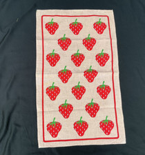 Red Strawberries Kitchen Dish Tea Towel Cotton Vintage