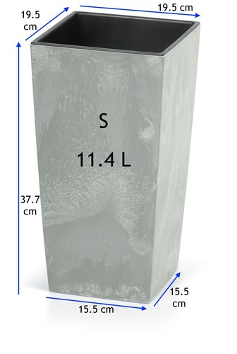 Blumenkübel Blumentopf Beton Optik Eckig Hoch mit Einsatz 10 Größen ( Grau ) - Bild 12 von 28