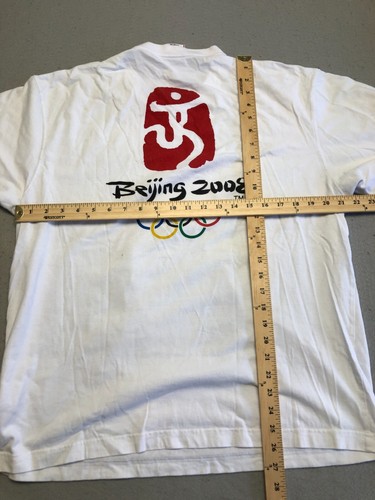 T-shirt Olimpiadi Pechino uomo XL bianca grafica 2008 cotone maglietta sportiva - Foto 4 di 4