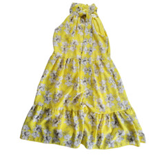 Eliza J Yellow Floral Dress Size 8 Sleeveless Tiered Ruffle Hem Lined MPN #3290