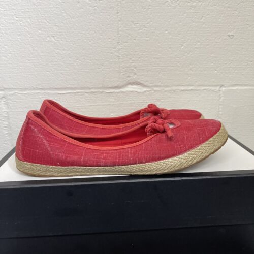 UGG Austraila Syleste Espadrille Women's Size 10 Red Ballet Flats Slip On Shoes - Picture 1 of 9