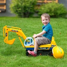 Qaba No Power Rotation Kids Excavator Electric Controllable Digging Bucket Yello