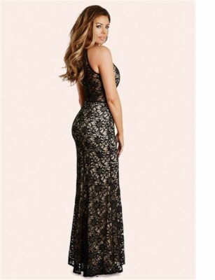 Jessica Wright Black Lace Sequin Maxi Dress Sz 14 Evening Party Occasion  Wedding | eBay