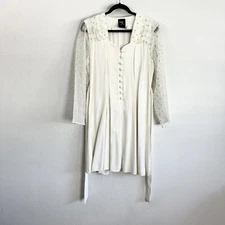 WD2 by Diamond Vintage White Mini Cocktail Dress 10 Polkadot Long Sheer Sleeves