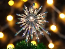 14" Lighted Starburst Snowflake Tree Topper Christmas Holiday 37 Lights