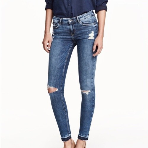 Low Waist Jeans Distressed Raw Hem | eBay