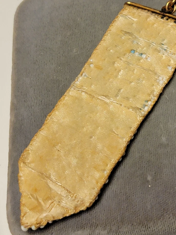 Victorian Hand made Woven Seed Beaded MV Monogram Watch Fob Swivel 4a 17 - Image 4 of 4