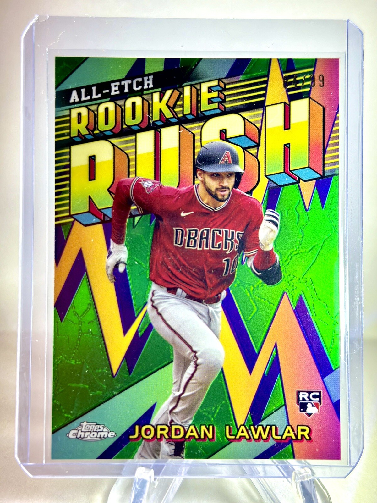 2024 Topps Chrome Jordan Lawlar GREEN REFRACTOR All Etch Rookie Rush 84/99 SSP