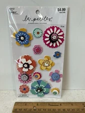 2019 The Paper Studio  La Petites  Dimensional Stickers, Flowers, New, 13 pcs