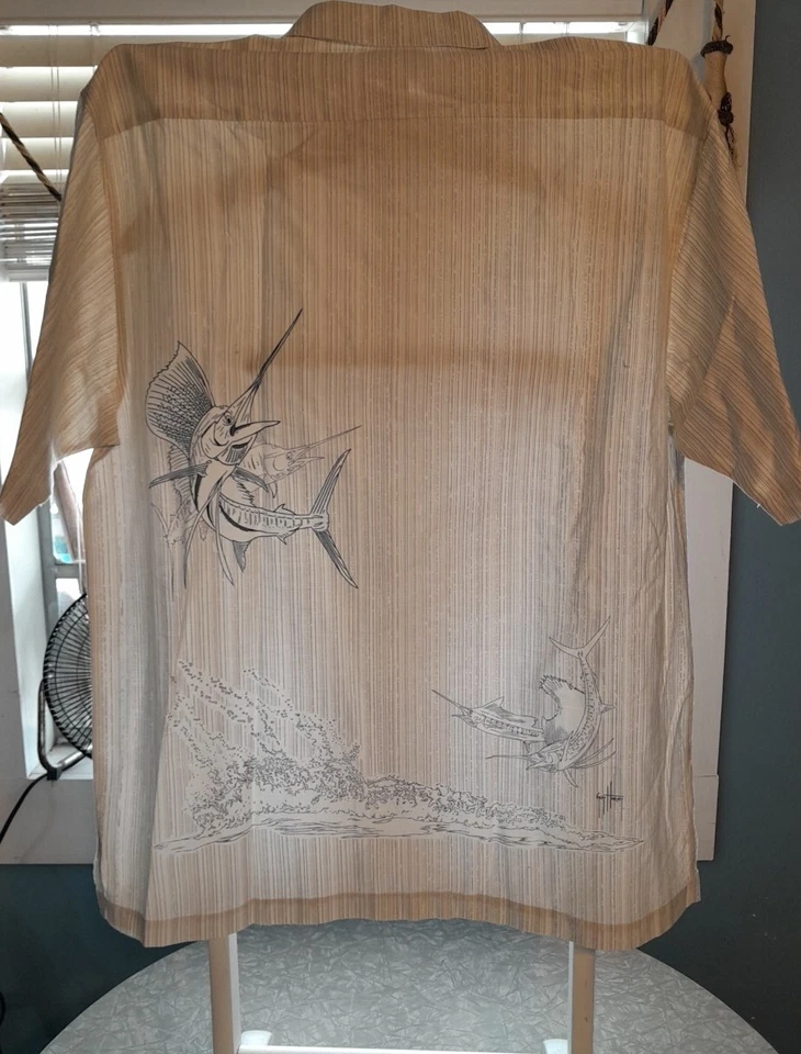 Camisa de Pesca Guy Harvey Bluewater L Camping Hawaiano Papá Exterior Ligera Foto 2 de 4