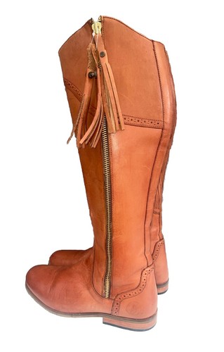 Rydale Spanische Reitstiefel Leder durchgehender Reißverschluss kniehohe Stiefel hellbraun Größe 9W - Bild 5 von 13