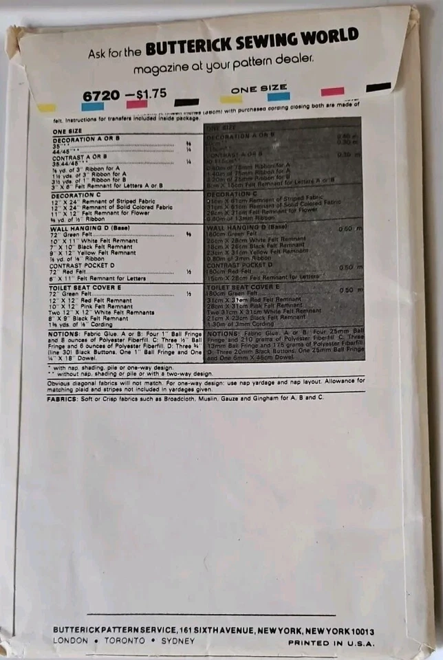 Vtg Butterick Christmas Wall Hangings Snowman Noel Candy Cane 6720 UNCUT - Image 2 of 2