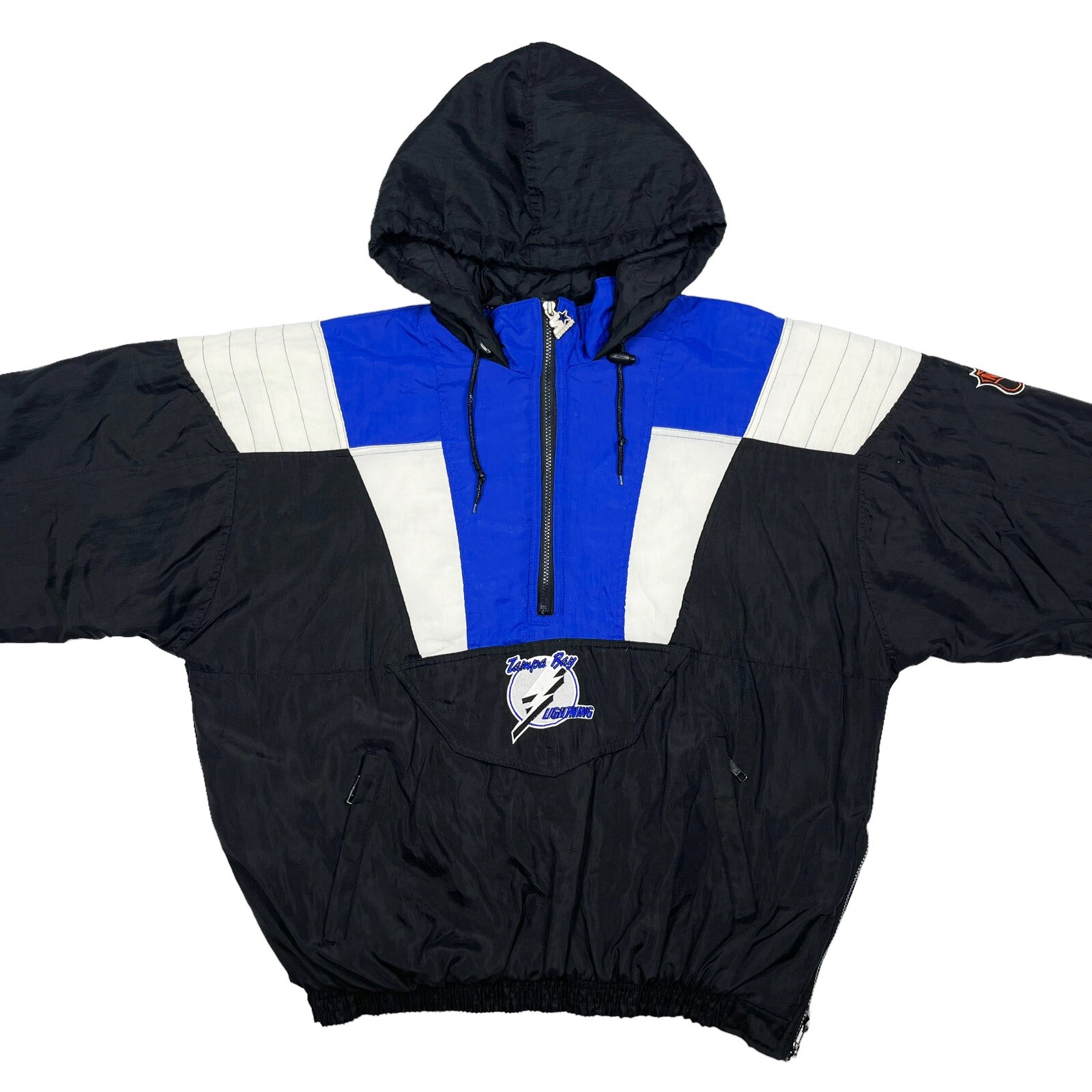 VTG RARE TAMPA BAY LIGHTNING STARTER COLOR BLOCK PULL OVER JACKET MENS