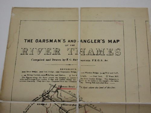 Ravenstein's Oarsman's and Angler's Map of the River Thames 1880 Fishing/Angling - Imagen 6 de 12