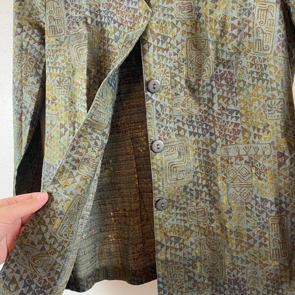 Blazer para mujer Peruvian Connection Pima algodón tribal azteca cierre de botones talla 8 Foto 4 de 4