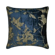 Blue Velvet Floral 16"x16" Throw Pillow Cover - Azraq