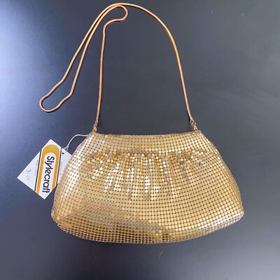Vtg NEW Old Stock STYLECRAFT Gold Metal Mesh Shoulder Bag Purse whiting & davis