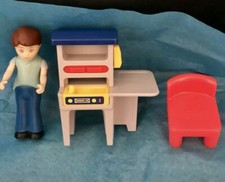 Vintage Little Tikes Dollhouse Workshop Tool Bench Boy Chair   Furniture   