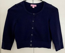 Lilly Pulitzer Girl  s Lightweight Cardigan Sweater Cotton Blend Size:S Navy Blue