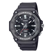 Casio MW620H-1AV, Illuminator, Black Resin Band,  100 Meter WR, NEW