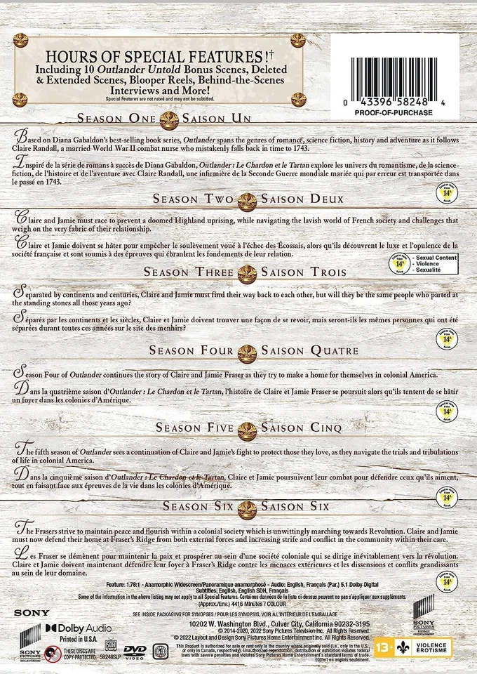 Outlander TV Series The Complete Seasons 1-6(DVD,Region 1,29-Disc Set)2 3 4 5 Foto 2 de 4