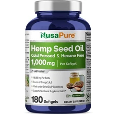 NusaPure Hemp Seed Oil 1000mg - 180 Softgel per Bottle