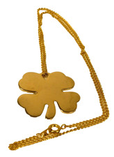 Nos Vintage 1970s Four Leaf Clover Pendant Chain Necklace St Patrick Day Charm