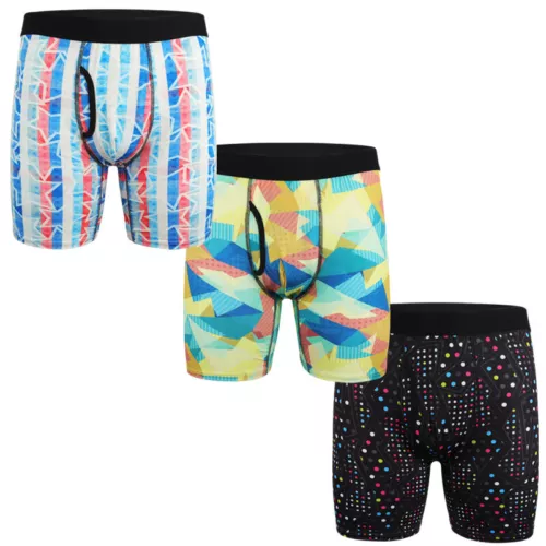3er Pack Herren Boxershorts langes Bein Anti Scheuern Stretch schnelltrocknend Unterwäsche Shorts - Bild 9 von 24