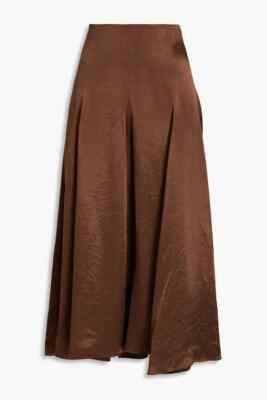 NWT Vince Paneled Satin Slip Midi in Verona Brown A-line Skirt 10 $345