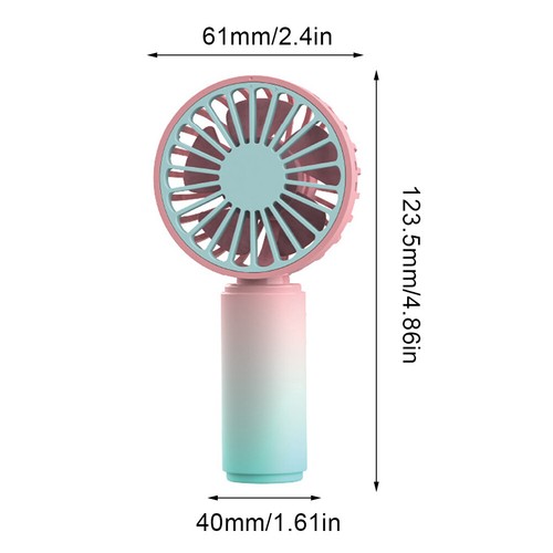 Mini Portable Fan USB Rechargeable 500mAh Low Noise Outdoor Hand Fan (Pink Blue) - Picture 8 of 8
