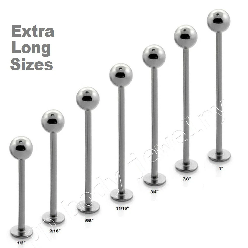 16G 14G 316L Surgical Steel Labret Cheek Piercing with 3mm 4mm Ball 1 2