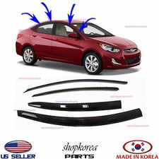 Smoked Door Visor Window Sun Vent Deflector Fits Hyundai Accent Sedan 2012-2017