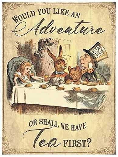 Would You Like An Adventure? Alice In Wonderland Steel Sign 20cm x 15cm