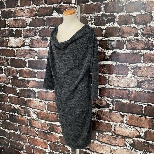 Old Navy Dress Women's M Medium Maternity Grey Black Cowl Neck Stretch Pregnancy - Picture 5 of 11