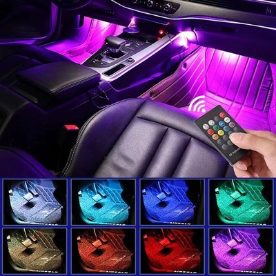Rgb Led Footwell Car Interior Footwell LED Strip Lights RGB Multicolour Remote ...